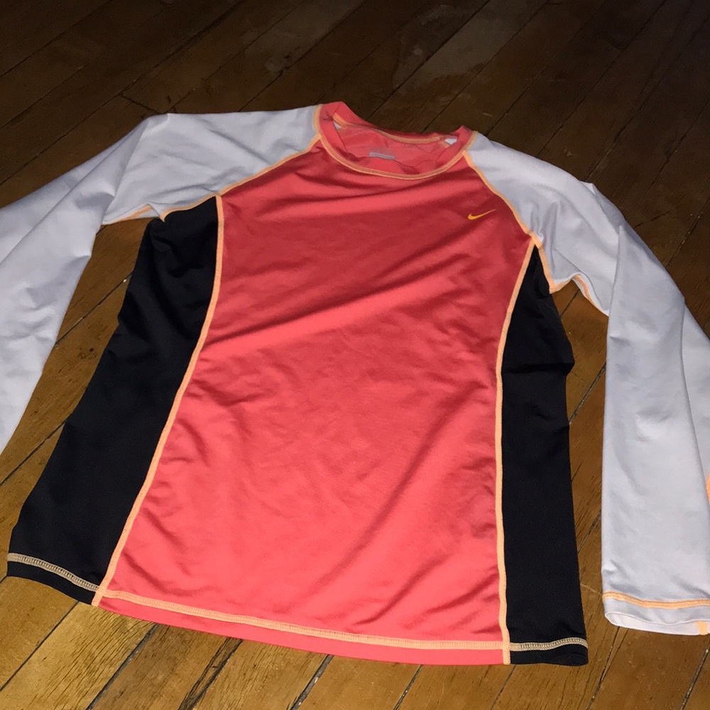 Nike Coral Pink Black Long Sleeve Athletic Top